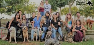 סטודנטים בקורס לומדים לשלב אהבה לכלבים וטיפול בבני אדם